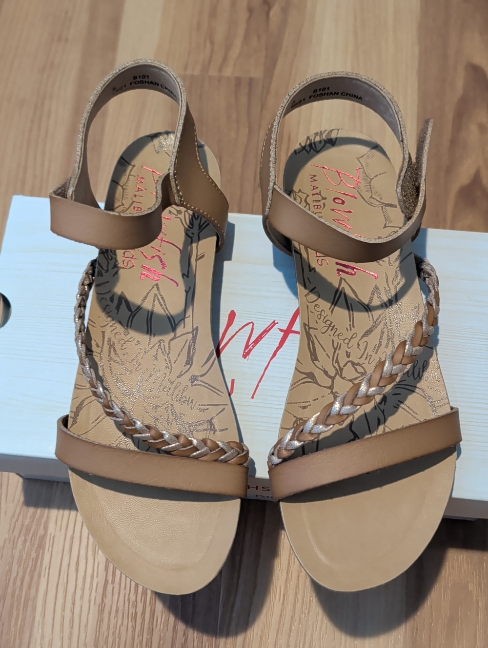 Tan Braided Strap Big Girls Size 5 Sandals